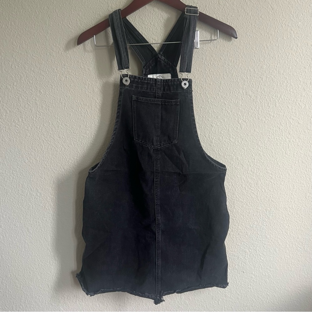 Distressed Bottom Black Overall Dress
